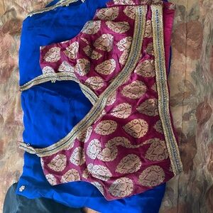 Embroidered Magenta and Royal Blue Indian Blouse